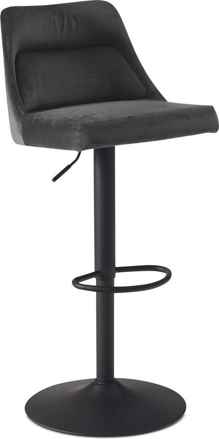 Rootz Living Rootz Velvet Grey Barkruk Draaibare Keukenkruk Bistrostoel Hoog Comfort Design Verstelbare Hoogte 86-106cm 45cm Basis Diameter
