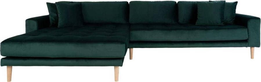 House Collection Velvet Hoekbank Milo Lounge Sofa Links Donker Groen