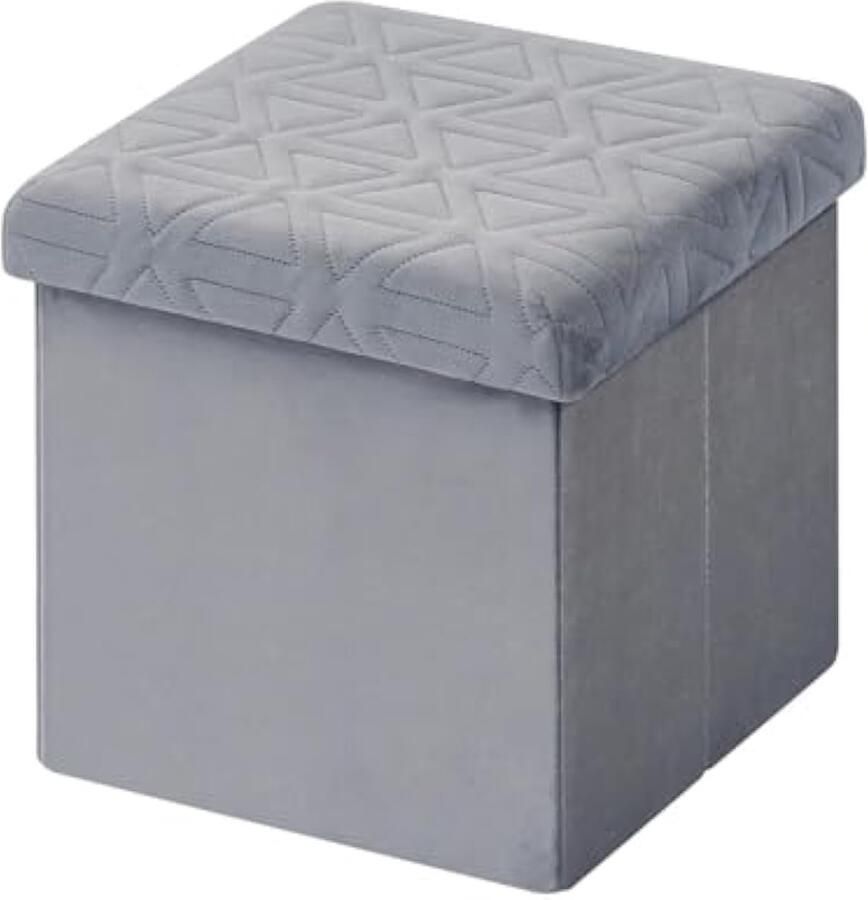 Velvet Kids Kleine speelgoedkast Opbergkruk Voetsteun Bureau Opvouwbare kubuskruk 32x32x32cm Grijs