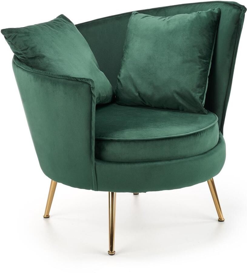 Velvet Loungefauteuil Bellavino™ – Donkergroen – Luxe Designstoel met Gouden Stalen Onderstel – Comfortabel & Stijlvol – Fluweel Zachte Zitting – Fauteuil voor Woonkamer Slaapkamer of Hal