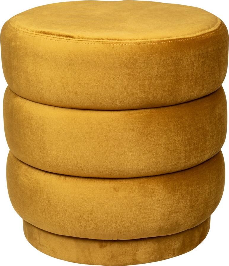 CASA DI ELTURO Velvet Poef Donut – Oker Geel – Ø 40 cm x H 40 cm