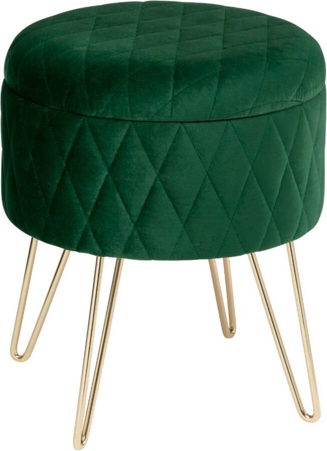 Bolt Edge Velvet Poef Groen Met opbergruimte Zitkist en voetenbank 2in1