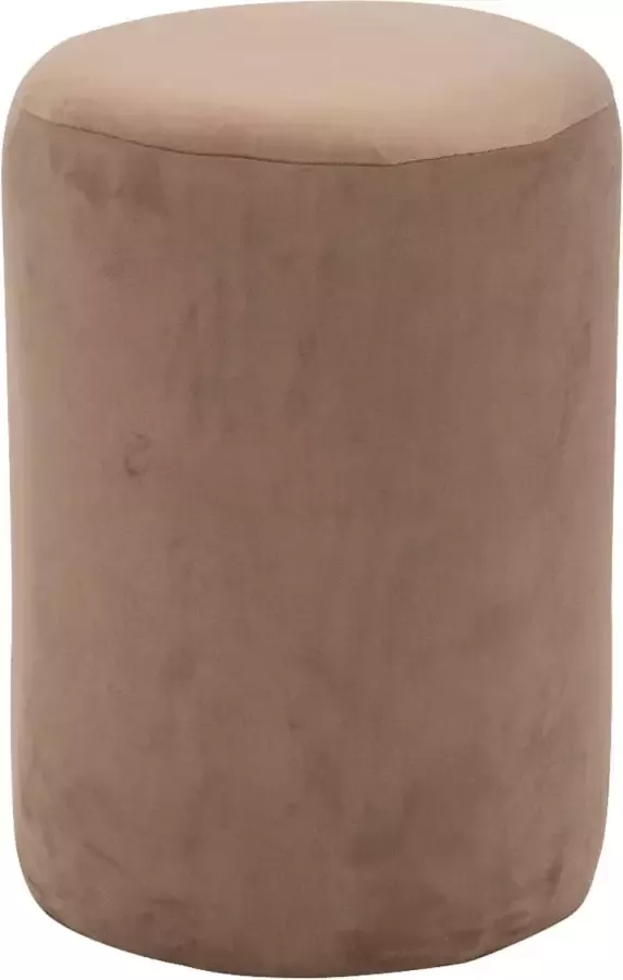 Velvet Poef Kira Mokka Rond Voetenbankje Zitbank Modern & Luxe Handgemaakt 32 x 45 cm