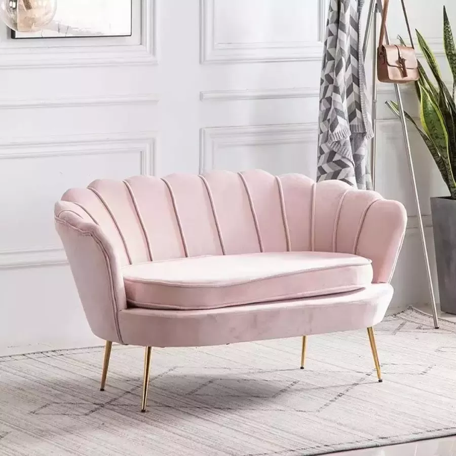 Velvet Schelp bank Lichtroze met gouden onderstel - Foto 1