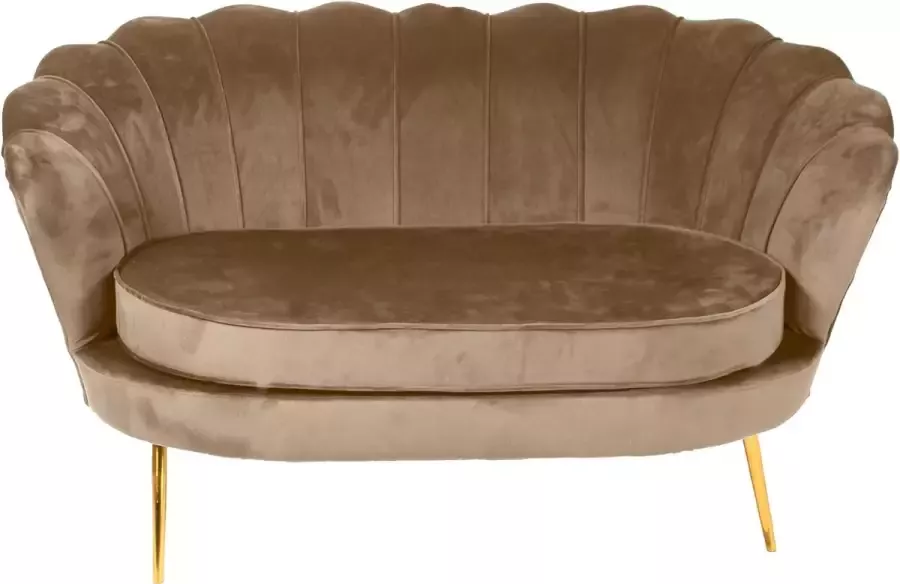Velvet Schelp bank Warm Camel Bruin met gouden onderstel