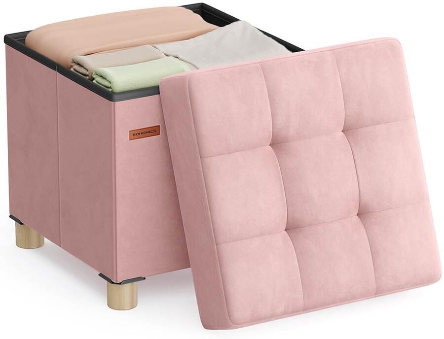 Velvet Stock Stool voetsteun Ottoman 37L capaciteit 38 x 38 x 40 cm roze