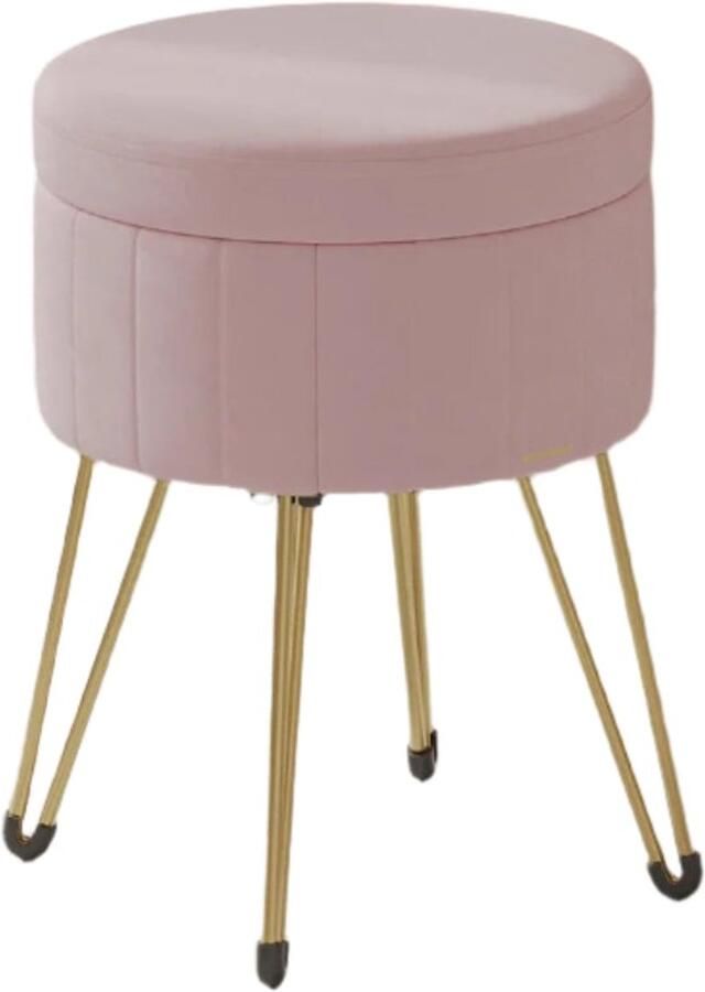 Velvet stoel ontlasting Opslag Ottoman Round Pouffe Extra opslag 39 cm x 44 4 cm roze