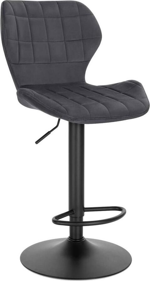 Rootz Living Rootz Velvet Swivel Bar Stool Verstelbare barstoel Roterende tegenkruk Comfortabel veilig stijlvol 48 cm x 38 cm x 60-82 cm