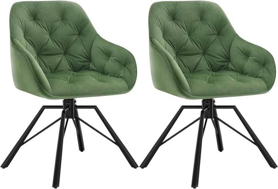 Rootz Living Rootz Velvet Swivel Dining Chair Keukenstoel Moderne stoel Ergonomisch ontwerp 57 5 ​​cm x 82 5 cm x 53 cm