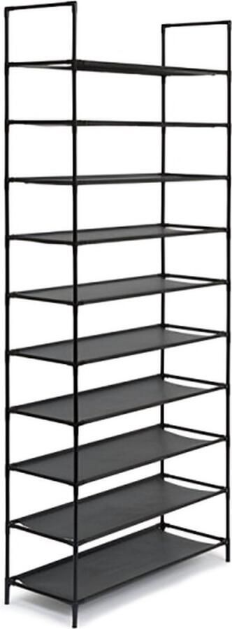 Velyon Schoenenrek 10 Lagen Ruimtebesparend Zwart 178x73x28 cm