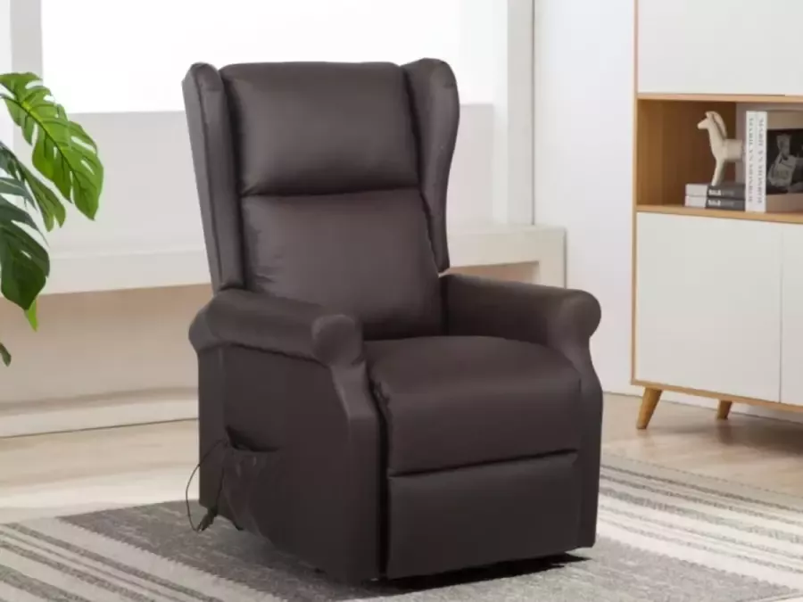 Vente-unique Elektrische relaxfauteuil van kunstleer LAUGAR Bruin L 74 cm x H 108 cm x D 96 cm