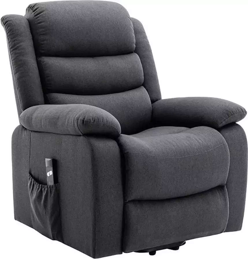 Vente-unique Elektrische relaxfauteuil van stof Antraciet NADINE L 94 cm x H 111 cm x D 86 cm - Foto 4