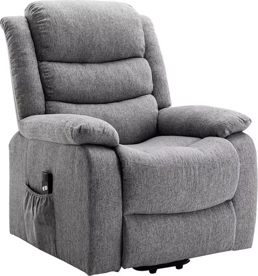 Vente-unique Elektrische relaxfauteuil van stof Grijs NADINE L 94 cm x H 111 cm x D 86 cm - Foto 4