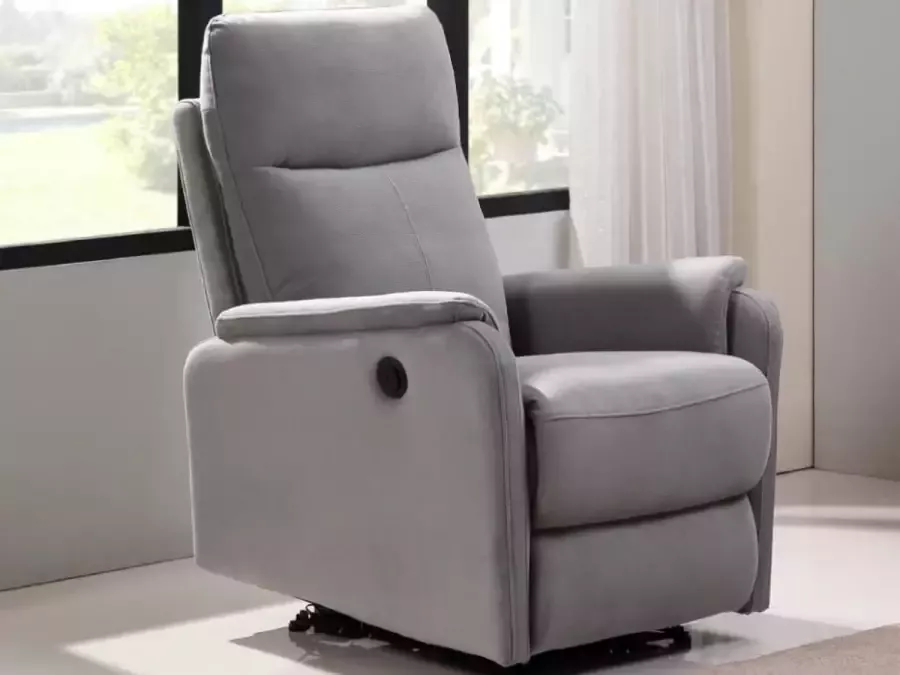 Vente-unique Elektrische relaxfauteuil van stof ONESTI Lichtgrijs L 70 cm x H 100 cm x D 92 cm