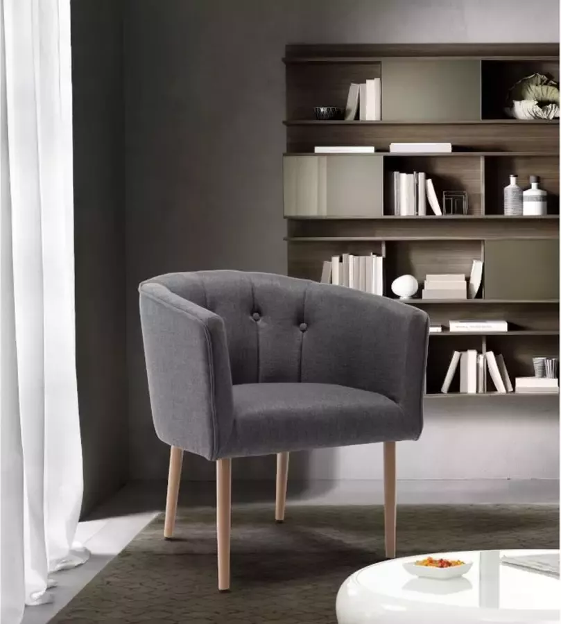 Vente-unique Fauteuil met holle rugleuning van stof GRAPE Antraciet L 68 cm x H 74 cm x D 61 cm - Foto 2