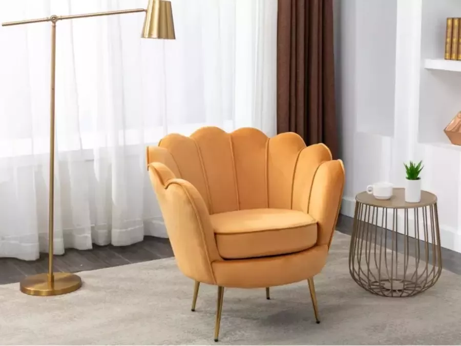 Pascal Morabito Fauteuil van fluweel DANDELION Mosterdgeel van L 78 cm x H 76.5 cm x D 75 cm - Foto 3