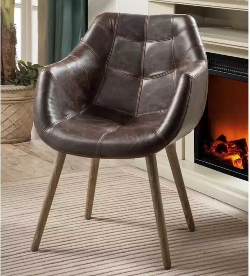 Vente-unique Fauteuil van kunstleer bewerkte leer structuur VILNIUS L 60 cm x H 86.5 cm x D 64 cm