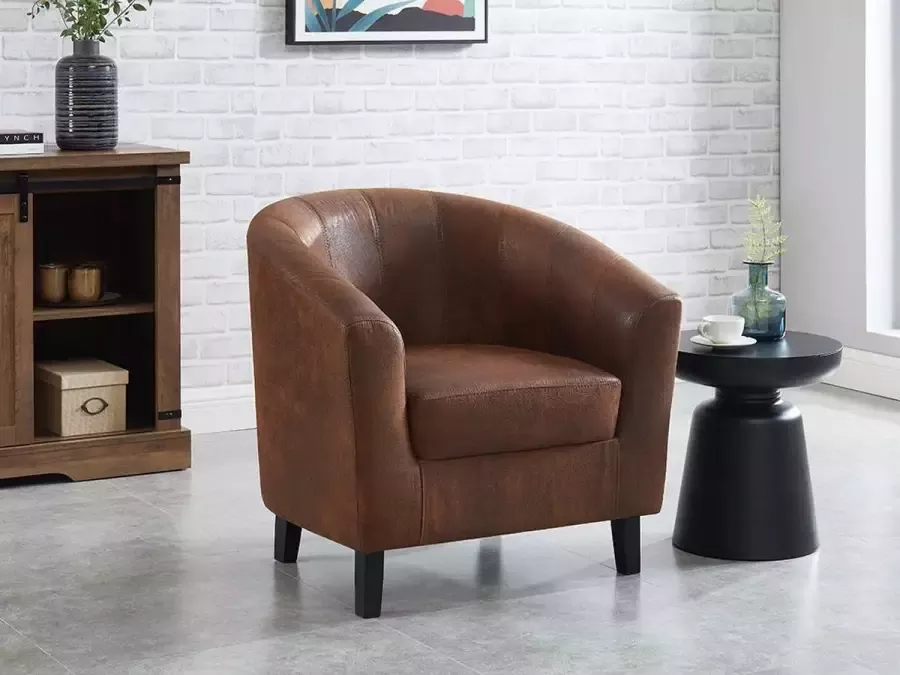 Vente-unique Fauteuil van microvezel Oud bruin CRISTOBAL II L 78 cm x H 76 cm x D 71 cm - Foto 3