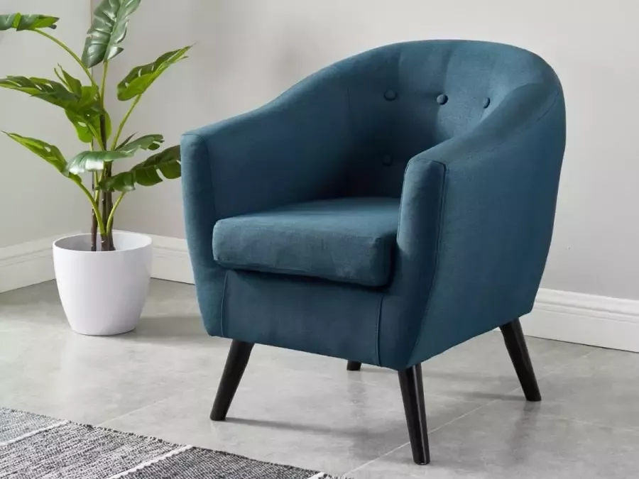 Vente-unique Fauteuil van stof MIOKAS Blauw L 66 cm x H 76 cm x D 70 cm - Foto 2
