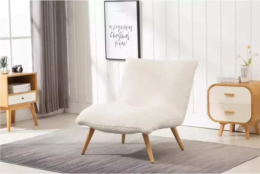 Vente-unique Fauteuil van stof PEPITA Teddy stof Wit L 77 cm x H 81 cm x D 90 cm - Foto 3