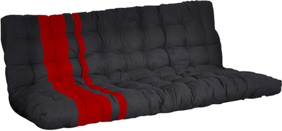 Vente-unique Futon 135x 190cm voor slaapbank dikte 10cm Zwart en Rood MODULO L 190 cm x H 10 cm x D 135 cm