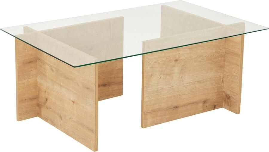Vente-unique Salontafel van gehard glas Licht naturel en transparant AZRA L 105 cm x H 40 cm x D 65 cm