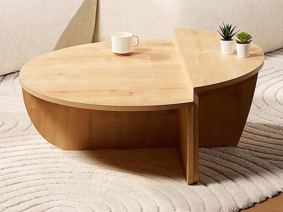 Vente-unique Set van 2 salontafels Licht naturel ALOEVA L 90 cm x H 30 cm x D 90 cm - Foto 2