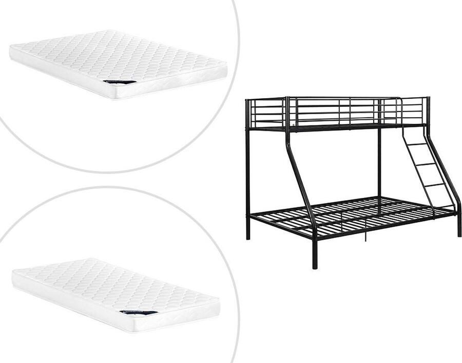 Vente-unique Stapelbed ELEVATIO IV 90 en 140 x 190 cm Staal Zwart + matras L 199 cm x H 163 cm x D 147 cm - Foto 3