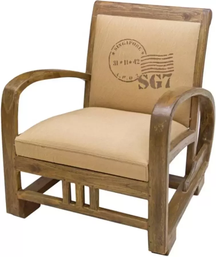 Vente-unique Vintage fauteuil van stof TRAVEL Beige L 61 cm x H 67 cm x D 67 cm