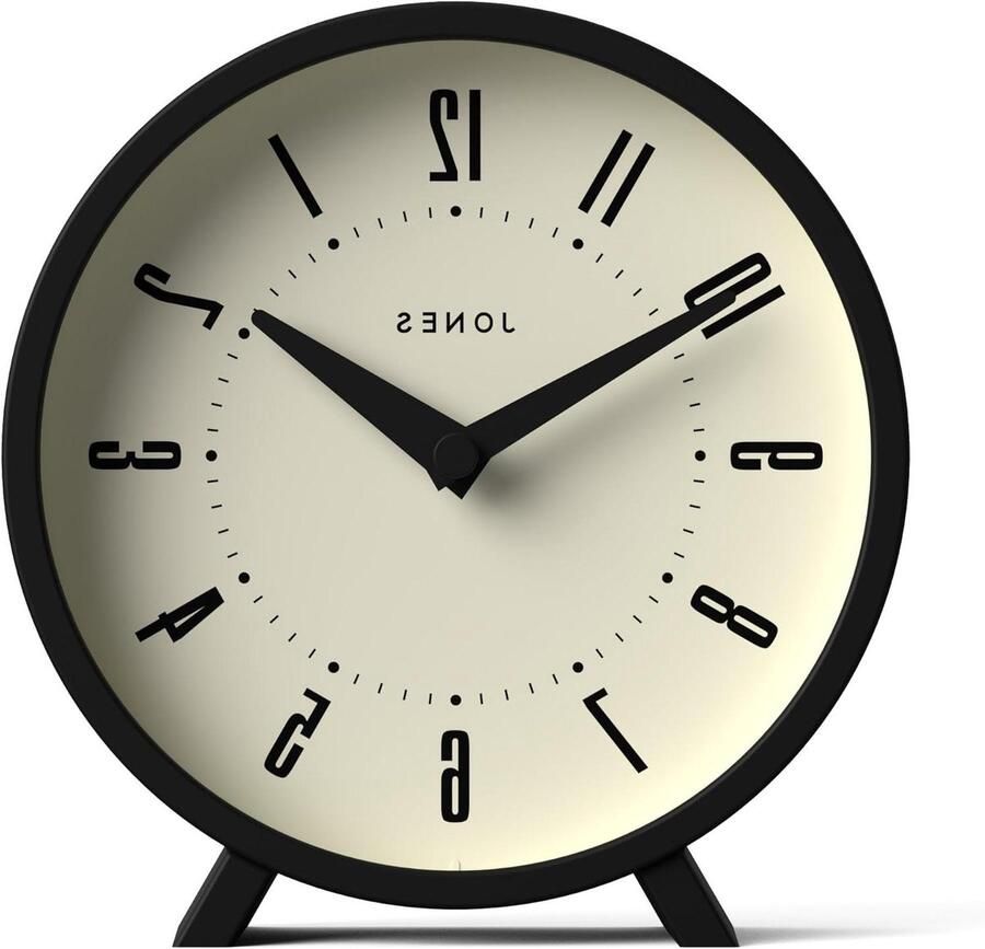 Venus' bureauklok modern rond ontwerp in zwart retro-look voor plank tafel schoorsteenmantel of nachtkastje