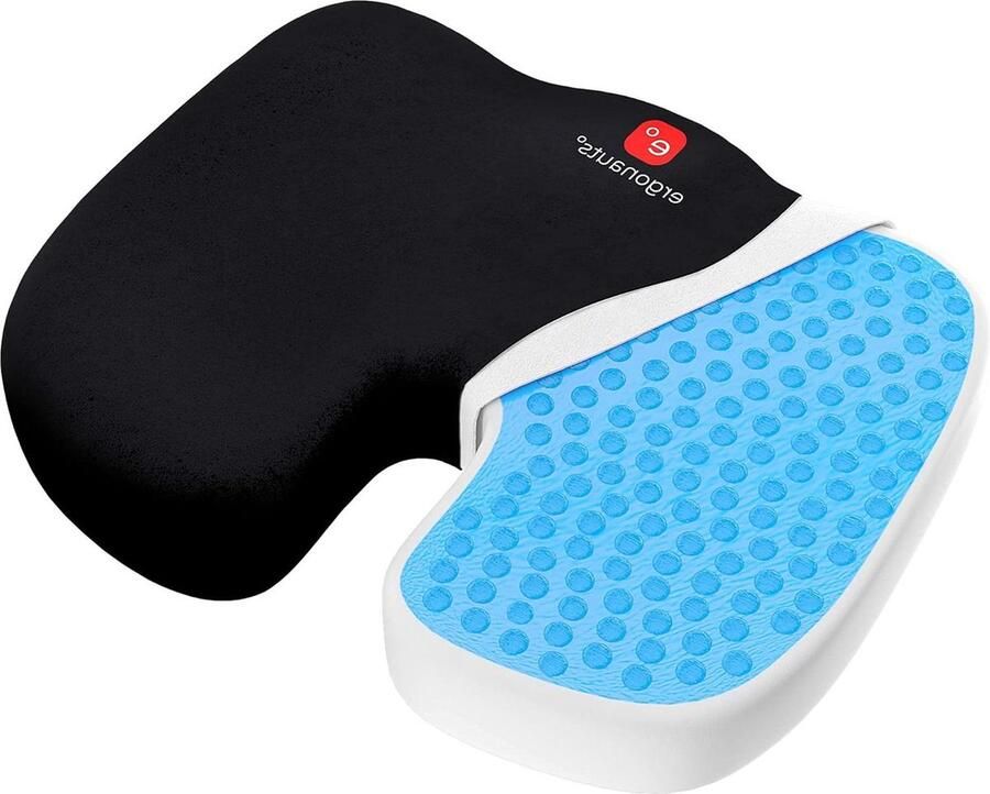 Verbeterd Orthopedisch Gel & Traagschuim Zitkussen Antislip Voor Pijn aan Onderrug en Stuit Kantoorstoel Autostoel Ischias & Rugpijn Verlichting