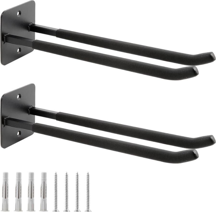 Verbeterde garagehaken schud-organizer utility-stalen opberghaken 14 inch garage-wandhouder dubbele haak voor binnenplaats gereedschap autobanden tuingereedschap 2 stuks