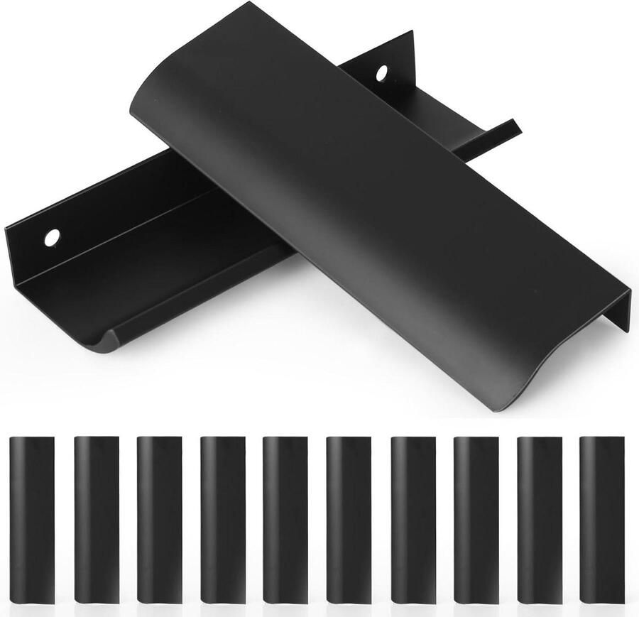 JGS Premium Verborgen kastgrepen zwart 150 mm Set van 10 stuks Meubelgrepen Ruimtealuminium Deurgreep voor keukenkasten en lades Inclusief schroeven