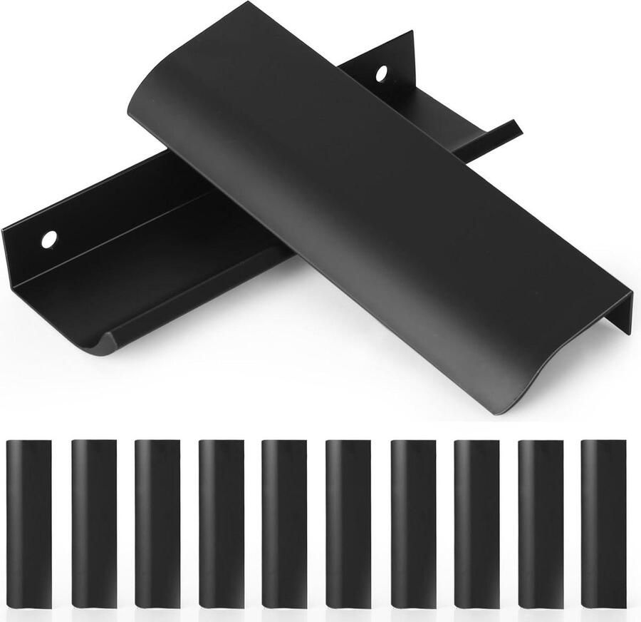 Verbogen kastgrepen zwart 150 mm set van 10 ruimtealuminium meubelgrepen met schroeven