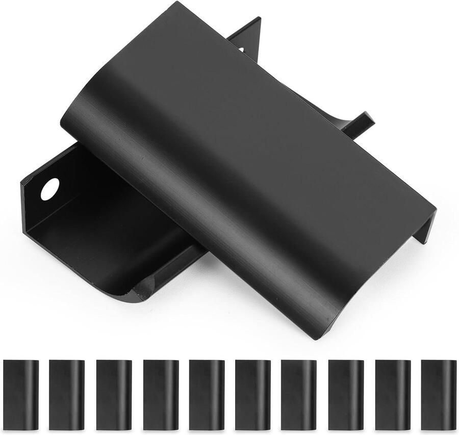 Verbogen kastgrepen zwart 80 mm Set van 10 stuks met schroevenRuimtealuminium verborgen deurgreep voor keukenkasten en lades