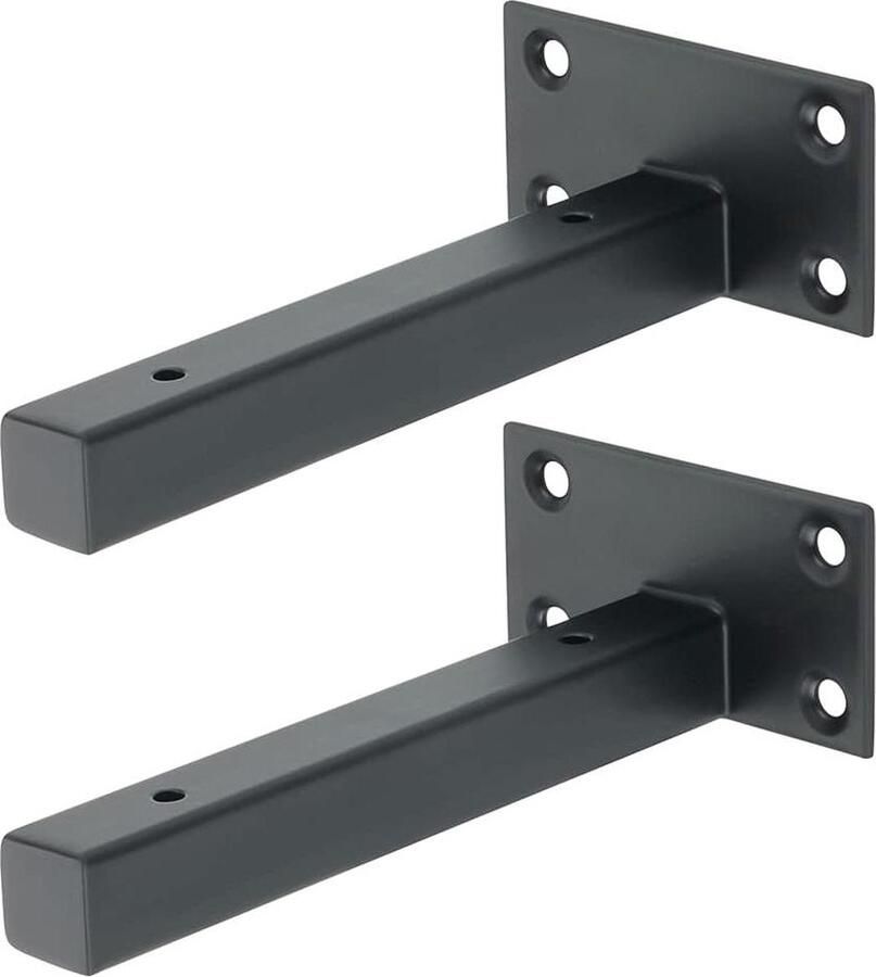 Drijvende Plankbeugel Onzichtbare steun 2 stuks Zwart Roestvrij staal