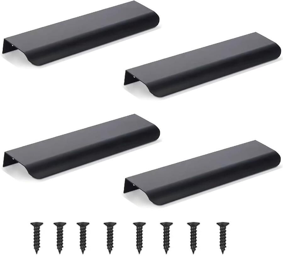 Verborgen meubelgrepen set van 4 zwart aluminium 12 cm