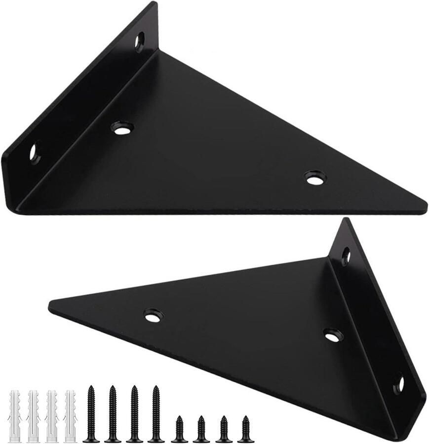 Verborgen driehoekige wandhouder 2 stuks zwevende plankdragers zwart