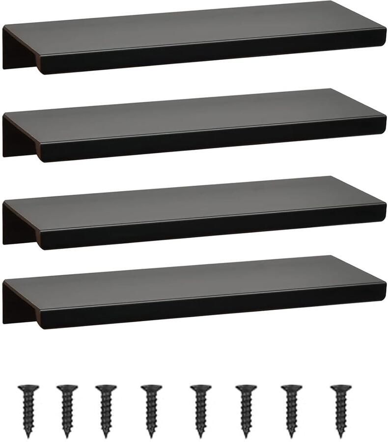 Verste verborgen meubelgrepen 4 stuks zwart aluminium 15 cm