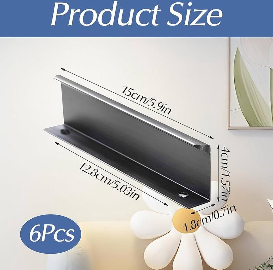 Verborgen meubelgrepen modern design set van 6 grijs aluminium