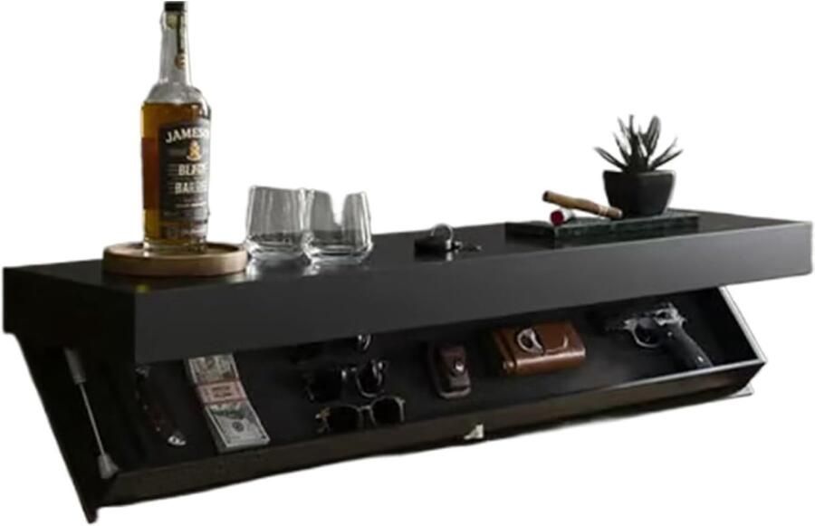 Verborgen opbergplank 40 x 21 x 7 2 cm verborgen opbergplanken meubels met verborgen compartiment wandgemonteerde planken plank met geheim compartiment verborgen zwevende she-lf kluis moderne zwart