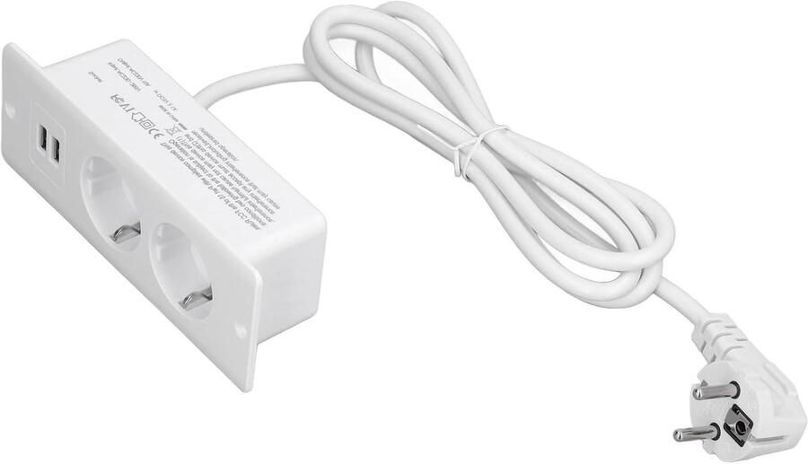 Allecto plus Verborgen Tafelcontactdoos met 1 5 M Kabel Stopcontact EU-stekker 230-265V Brandwerende Pc Ruimtebesparend Modern Laden Banken Tafels Kasten