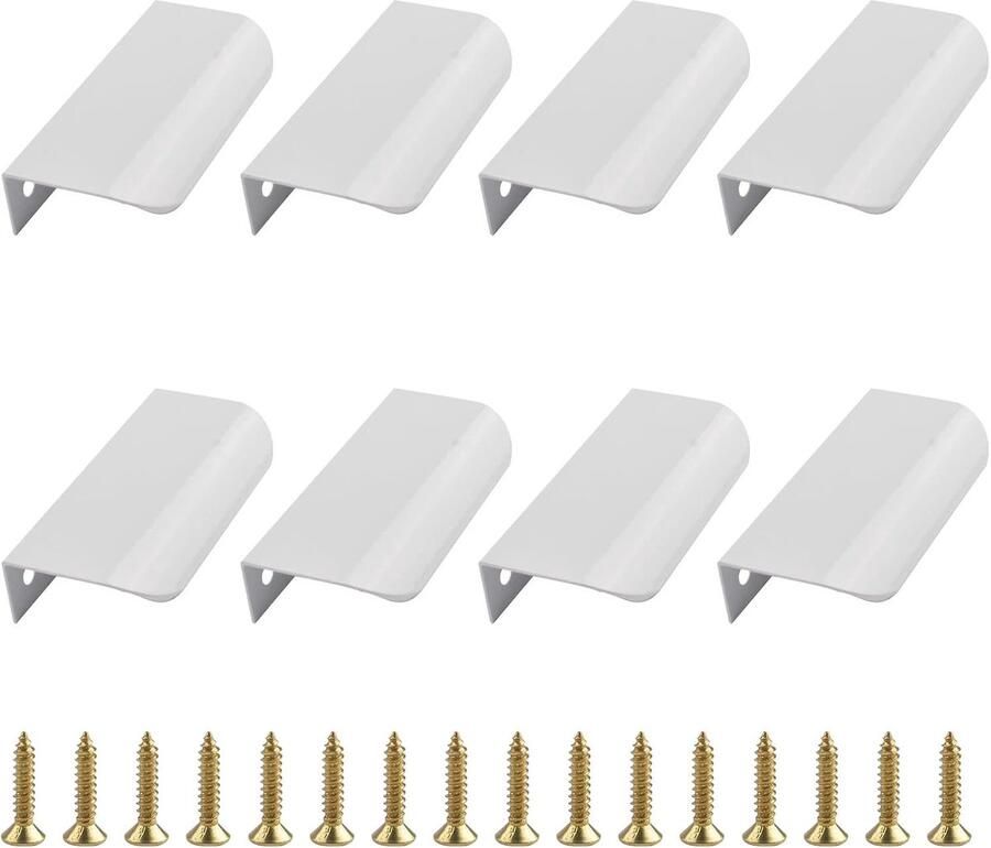 Verborgen vingertrekgrepen 8 stuks witte aluminiumlegering 80 mm