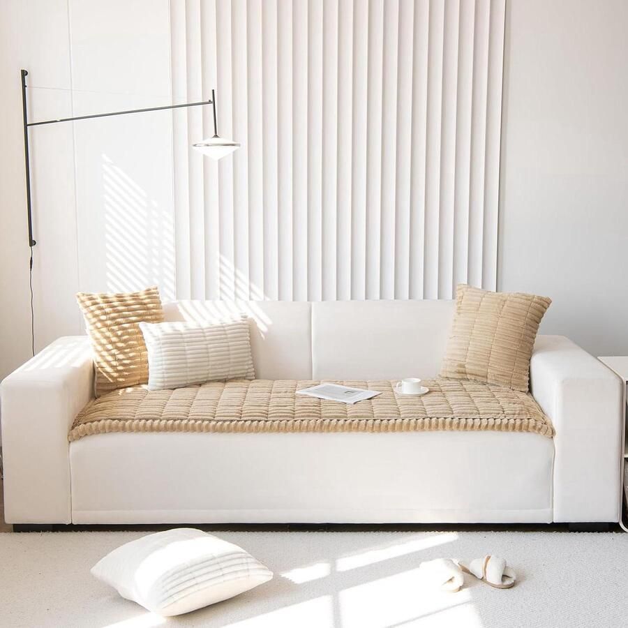 Verdikte bankhoes Corduroy Geschikt voor alle seizoenen 1 2 3-zits Lichtbruin 70 x 210 cm