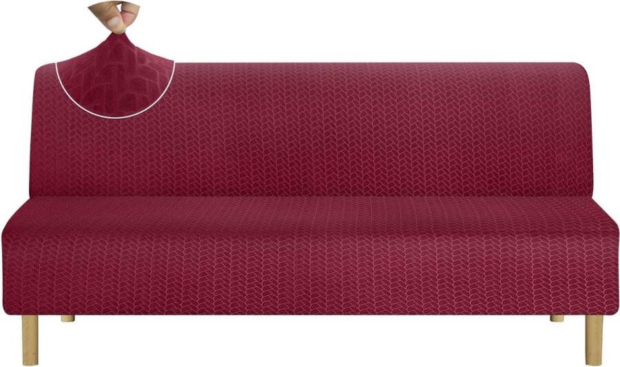 Verdikte hoge rek mouwloze futonhoes nieuw patroon zachte futon afdekking voor opvouwbare slaapbank anti-slip bankovertrek zonder armleuning (futon wijnrood