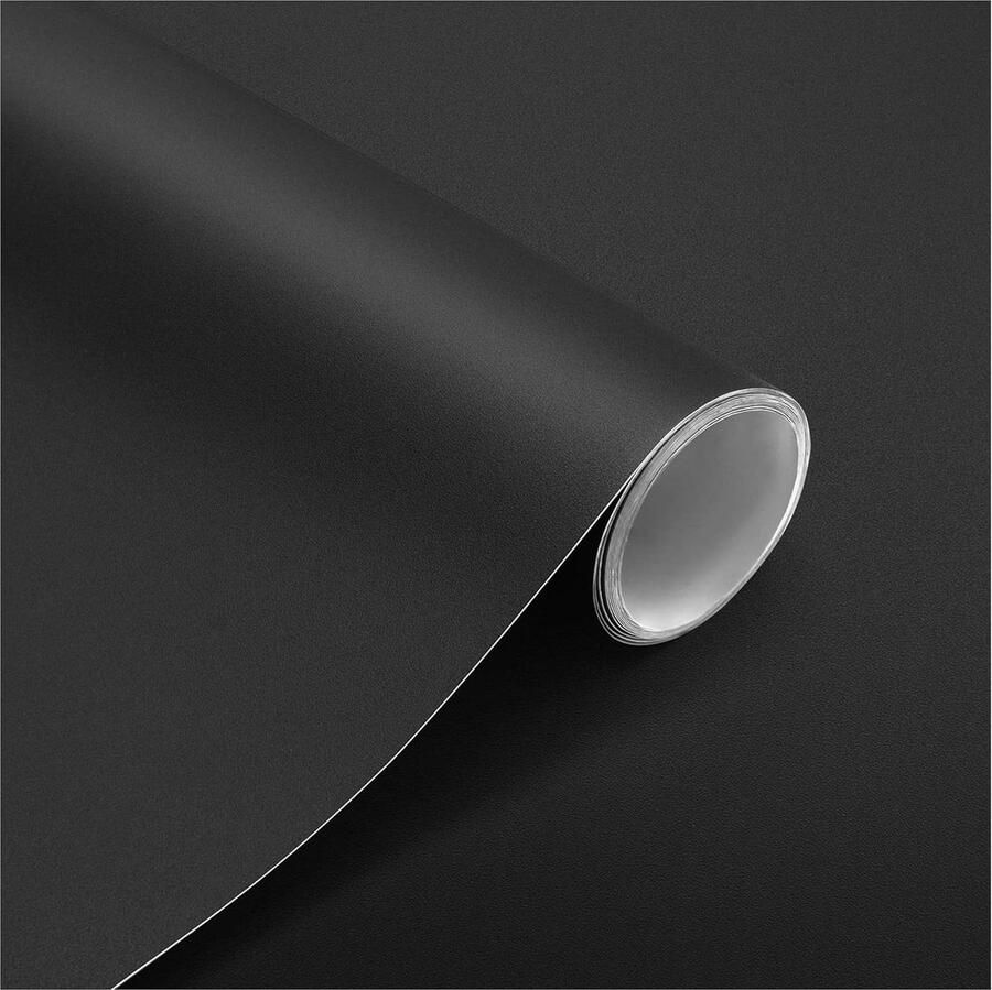 Verdikte mat zwarte zelfklevende meubelfolie 61 x 500 cm waterdicht en vuilafstotend anti-schimmel decoratieve folie voor muren deuren meubels keukenkasten