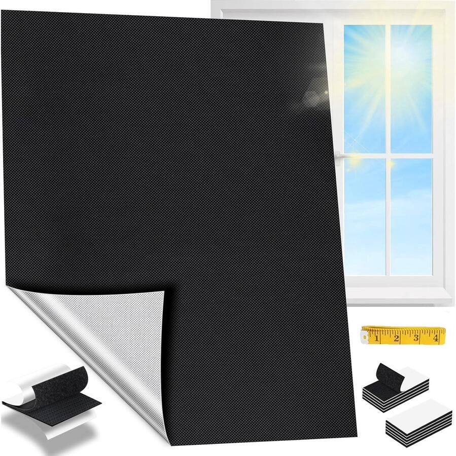 Verduisteringsdoek met klittenband 145 x 100 cm Verduisterend Zonwerend warmte licht werend doek Verduisteringsgordijn voor ramen UV gordijn Schaduwdoek voor raam Zonnescherm dakraam Zonwering Raam