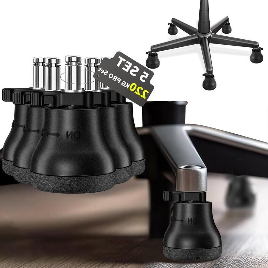 Vergrendelbare reservewielen upgrade met stoppers en lichtlopende wielen hardhouten vloeren wielglijders en wielstopper aan uit-instelling