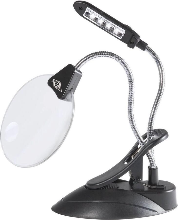 Vergrootglas met LED lamp 10 2 cm kunststof lens 2x 4x vergroting flexibele hals en klem