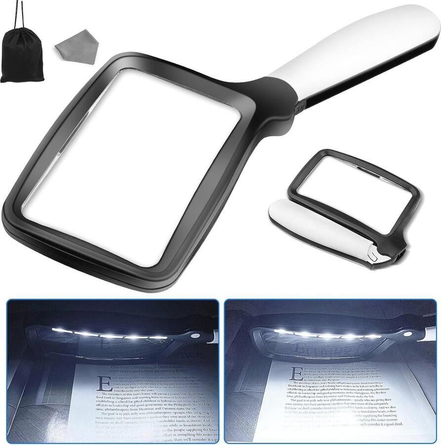 Vergrootglas met verlichting en 3-voudige vergroting Ideaal voor lezen en zien